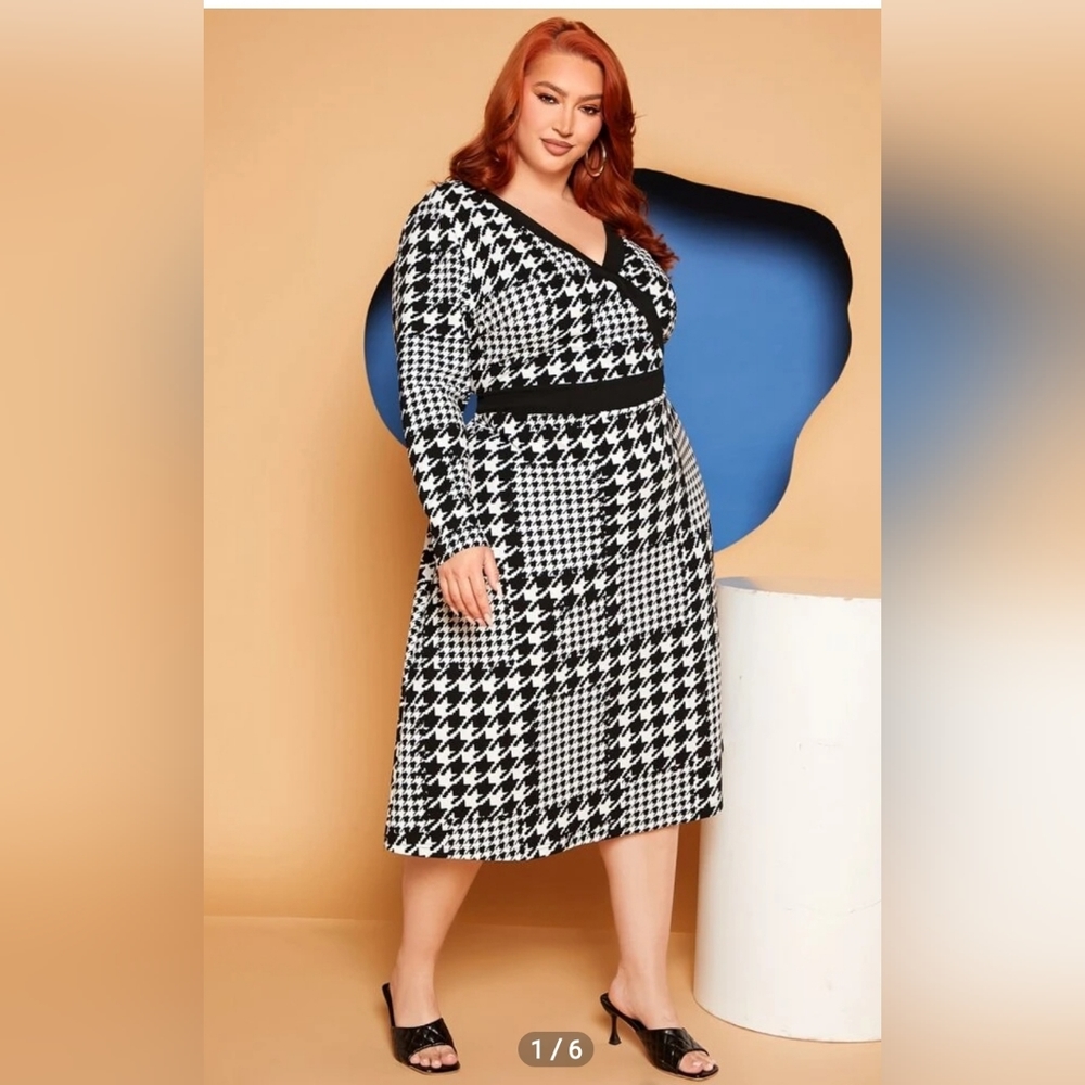 Houndstooth Midi Dress NWT
